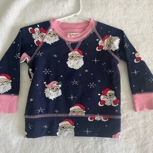 The Beaufort Bonnet Company (TBBC) 6-12M Navy and Pink Santa Cassidy Sweatshirt